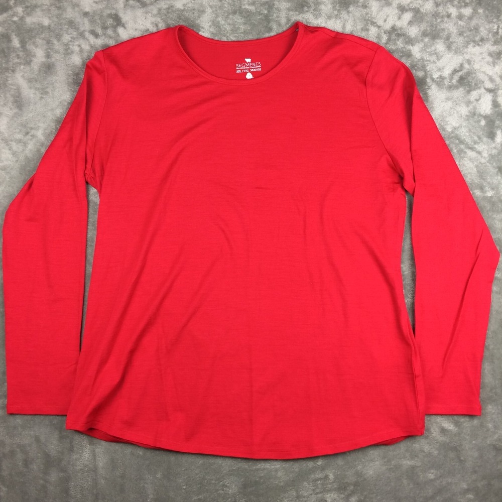 Segments Shirt Womens XXL Merino Wool Red Long Sleeve Base Layer Hiking READ